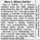 Obituary-DeFEHR Mary (Bliner)