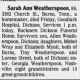 Obituary-WEATHERSPOON Sarah (McCoy)